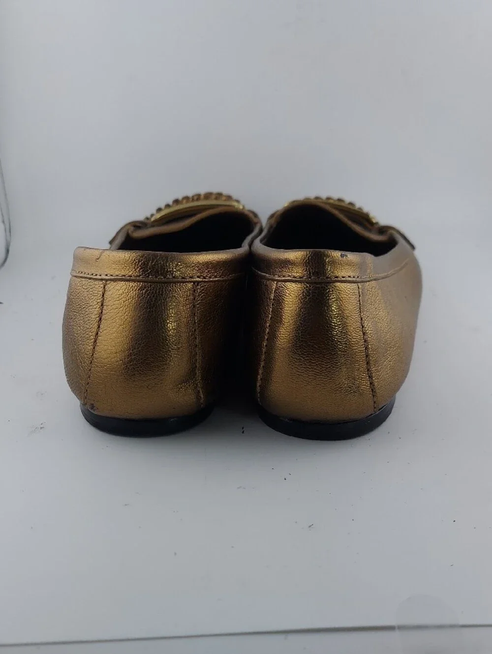 COACH Metallic Gold Leather Driving Moccasins Size 9 B